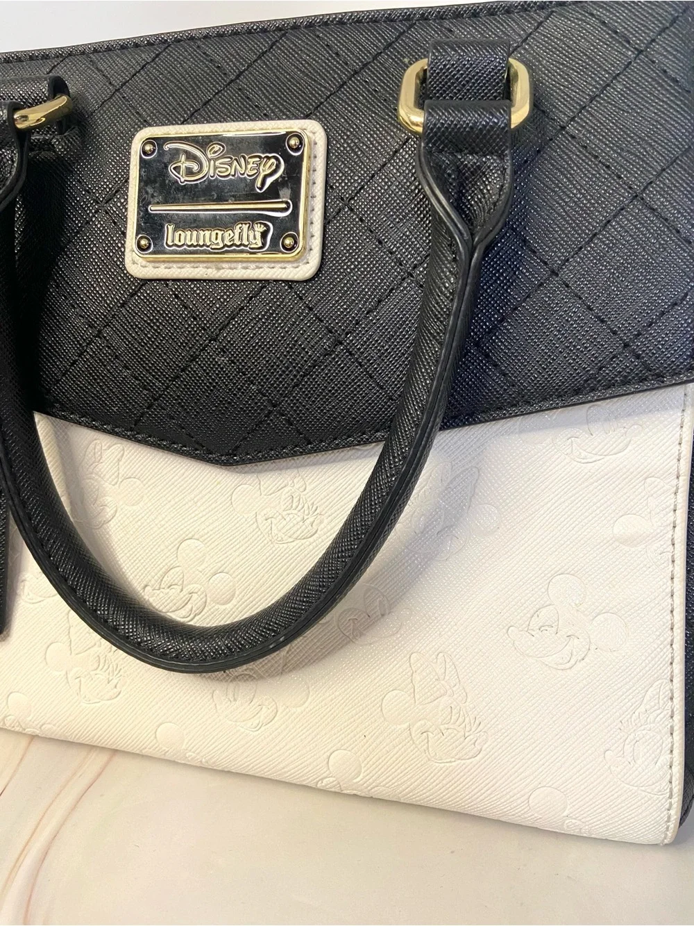 Loungefly Black and White Mickey & Minnie Satchel